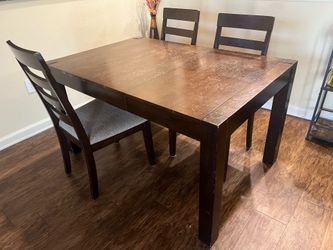 Extendable wood table & 2 chairs
