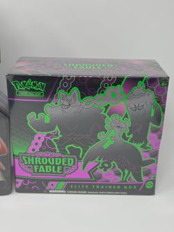 Pokemon bundle Shrouded Fable ETB, Zacian's Slash Tin,  and Slacking Triple Whammy Tin