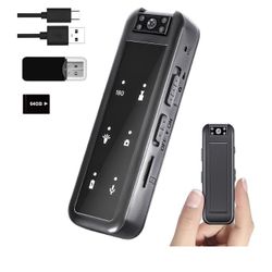 Amyway 64GB Mini Body Camera,1080P Wearable Patrol Video Recording Camcorder with IR Night Vision, 5-Hour Battery & 180° Rotating Lens – Small Wearabl