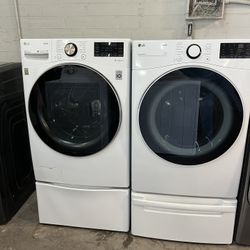 ✨🧺 Beautiful LG ThinQ Electric Washer & Dryer Set with Pedestals! 🧺✨ 