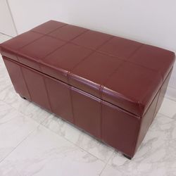 Radicchio Red Faux Leather Storage Ottoman BRAND NEW