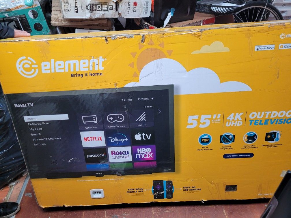 Element Electronics 55" 4K UHD Partial Sun Outdoor Roku Smart TV (New)