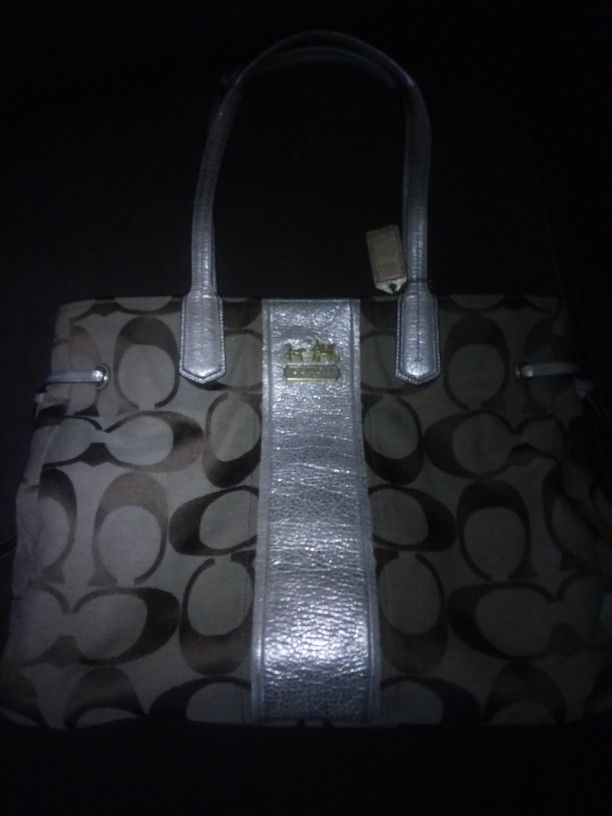 COACH KHAKI BROWN TOTE BAG