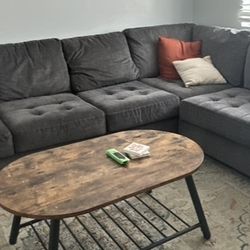 Dark grey sectional couch