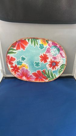 Oval Floral Serving Tray Platter