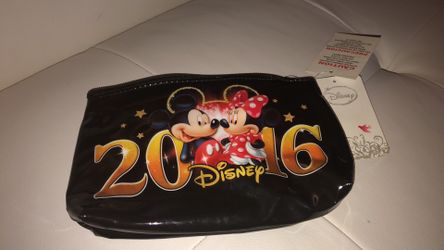 Disney Mickey & Minnie Mouse clutch purse 2016 New Black Vinyl
