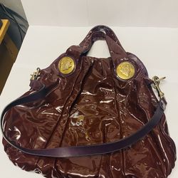 Gucci Patent Leather Medium Hysteria Hobo Top Handle Shoulder Bag Burgundy AUTHENTIC