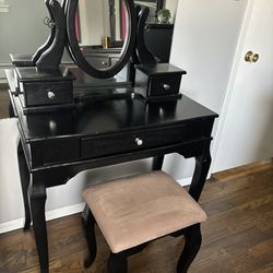 Wooden Vanity With Stool
