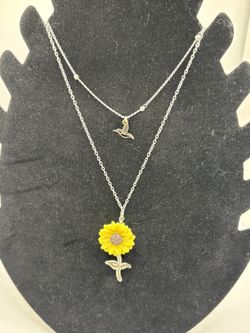 Plata 925 Mexicana Collar Con Dije De Girasol