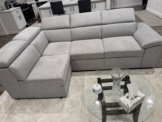 Dante Light Grey Fabric 103"  2Piece Convertible Futon Sleeper L-Shaped Sectional