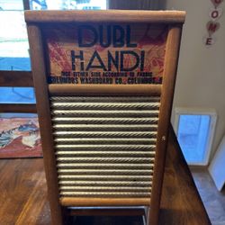 Vintage Wood Dubl Handi Co Columbus Ohio Wash Board Cabinet 8 1/2" x 18"