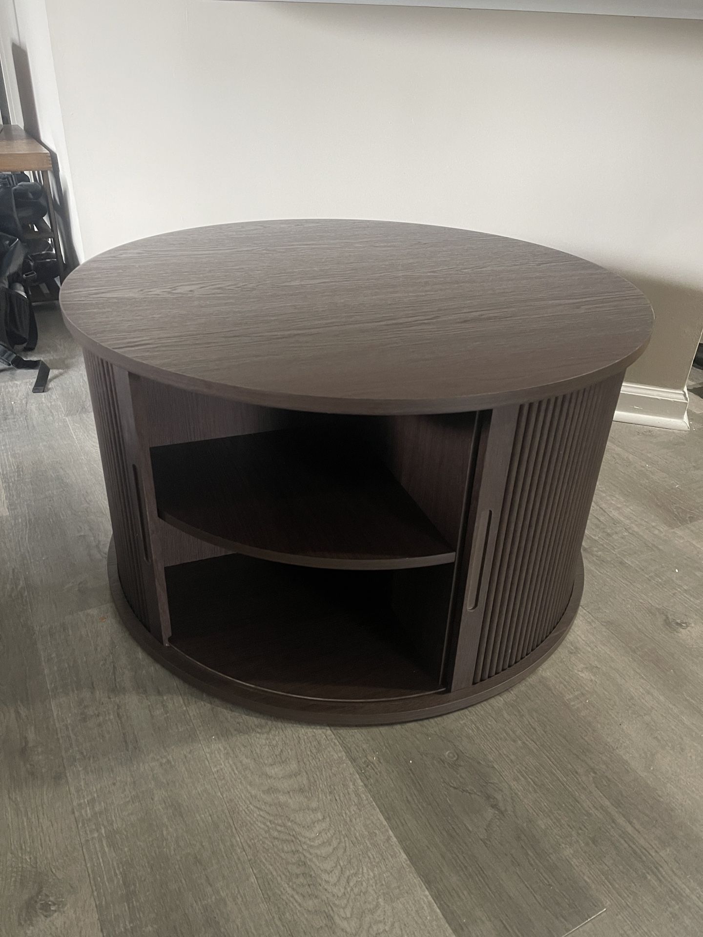 Round Coffee Table With Sliding Door - Barely Used