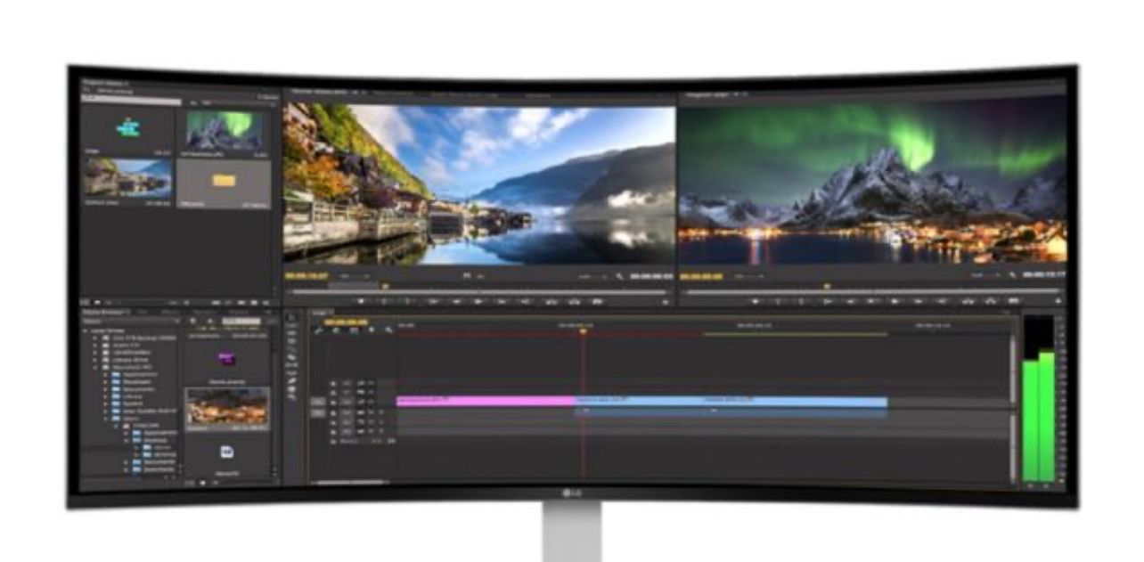 LG 34” Curved Ultra wide Monitor (Model 34CB99-W) Includes The Power Adapter & Cables