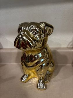 12” ceramic gold toned bulldog