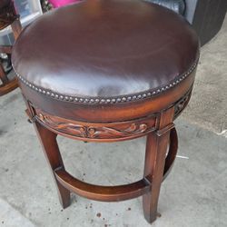 Two Classic Leather Barstools 