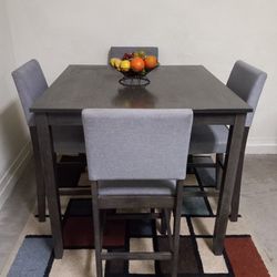 High Table + 4 Chairs (Gray) Good Condition 