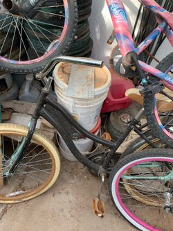 Silver black tan blue bike bicycle beach cruiser