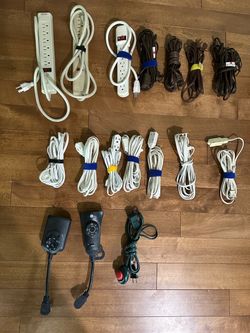 Big bag of extension cords, timers, power strips