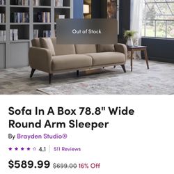 80” New Sleeper Sofa. $139 (Original Price $589)