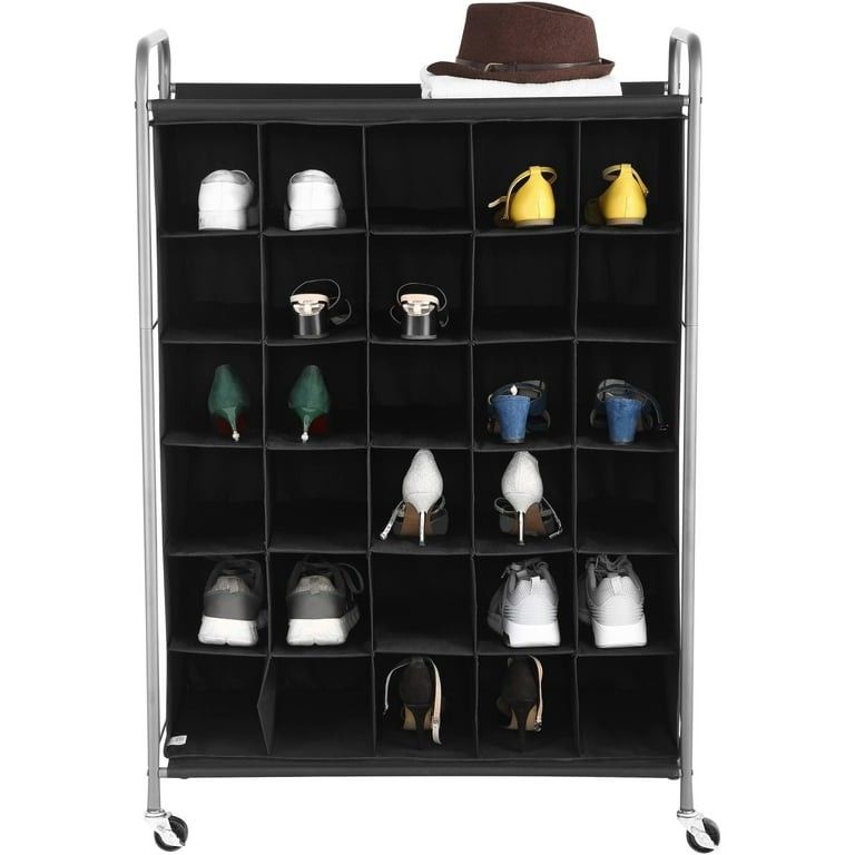 Mainstays 30 Cube Shoe Organizer - Black w/ wheels