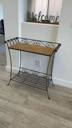 Side  table with shelf / solid iron frame