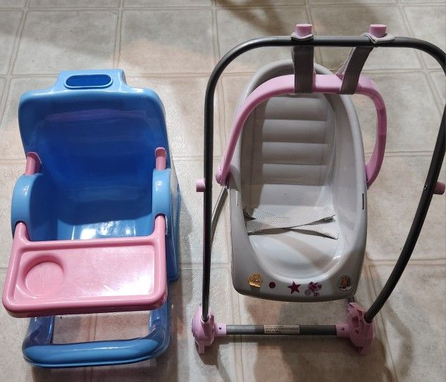 Set Of 2 Baby Doll Swing/Carrier And Chair With Tray VERY GOOD!