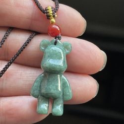 Green Jade Bear 🐻 Necklace 