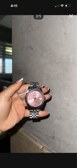 rol-ex watch, pink date just