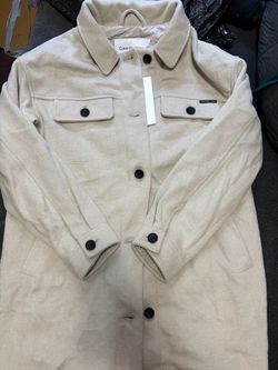Calvin Klein Jeans Cream Button-Up Coat