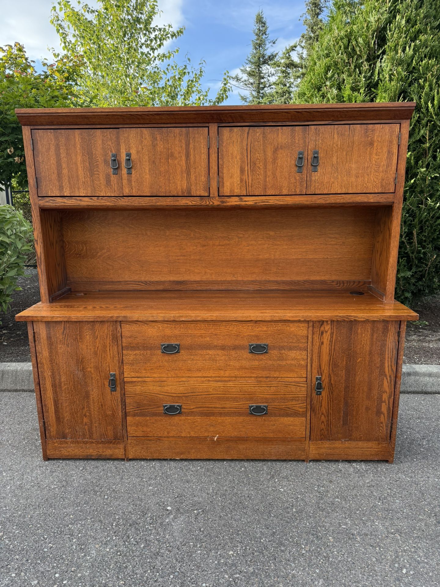 Antique Oak Sideboard Buffet . Vintage wardrobe. Furniture