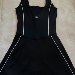 Black sports dress with built in shorts & side pockets