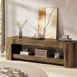 GL0019 TV Stand for Living Room for 55/60/65/75-Inch TVs, Farmhouse Rustic TV Console with Storage Shelves, 63" Entertainment Center Television Stand 