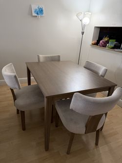 5-Piece Wood Dining Table and Upholstered Chair Set