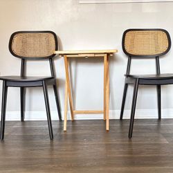 2 Modern Rattan Chairs + Folding Table Set - $100Bundle 