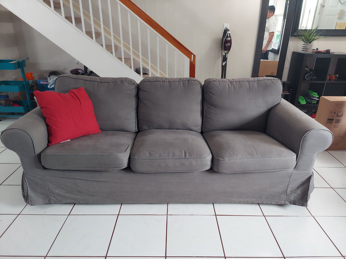 Grey Ikea Couch/Sofa Red Cover Also Included!!!!