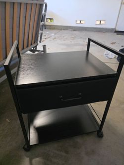 Black Rolling Cart with Drawer and Shelf