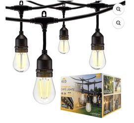 Enbrighten 48ft Outdoor LED Café Lights with 24 Edison Bulbs