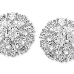 1/10 Carat Diamond Earrings in Sterling Silver 