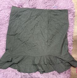 Vintage Torrid Herringbone Wool Silk Blend Skirt Womens 16 Gray Ruffle Hem