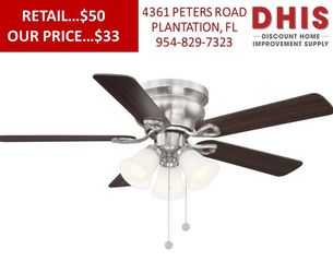 Clarkston II 44 in. LED Indoor Brushed Nickel Ceiling Fan with Light Kit NEW