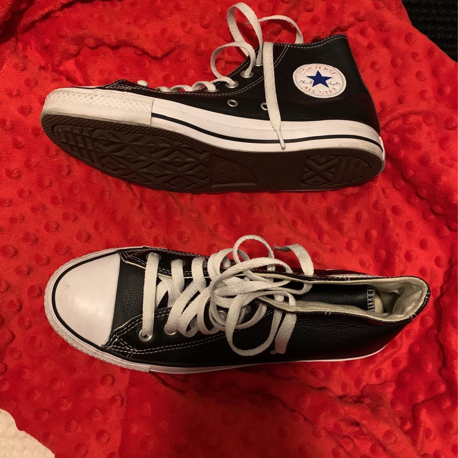 Black And White Faux Leather Converse