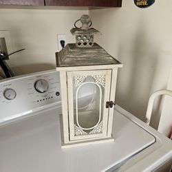 Decorative Candle Lantern with Distressed Finish