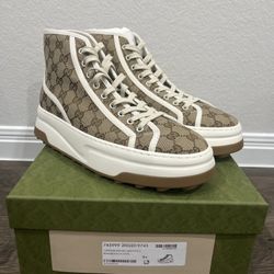 Gucci Men's GG Tennis 1977 High Top  Sneakers Sz 9.5 US 10