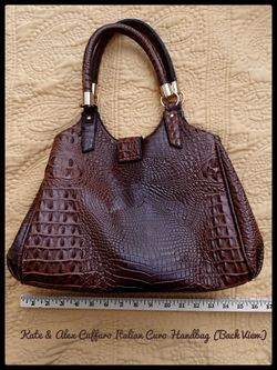 Kate and Alex Cuffaro Italian Design Brown Embossed Croc Faux Leather Bag/Purse.