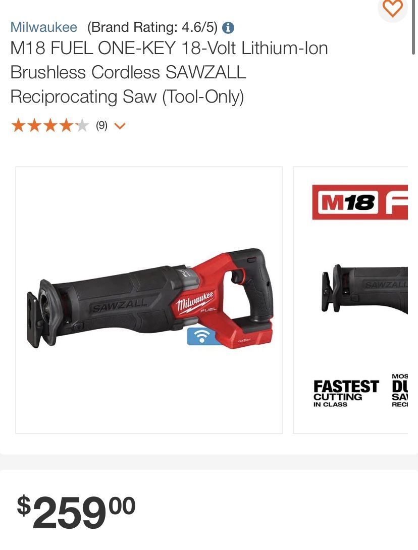 M18 FUEL ONE-KEY 18-Volt Lithium-Ion Brushless Cordless SAWZALL Reciprocating Saw (Tool-Only)