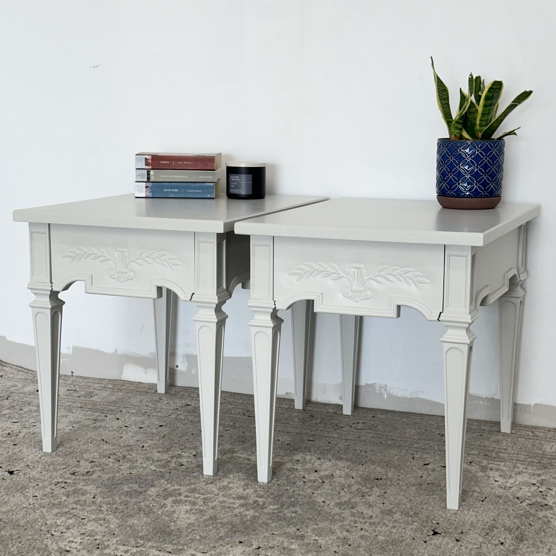 Drexel End Tables | Pair of Gray Side Tables | Accent Tables
