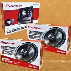 Pioneer Single Din Flip Out Touchscreen Stereo DVD CD USB Apple Carplay Android Auto 6 1/2" Car Speakers 600 Watts Package 🚨 No Credit Needed 🚨 