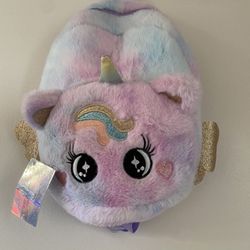 Unicorn Faux Fur Backpack / Purse Never Used With Tag   Pick up in Oceanside  Brand: Sparkle my Universe