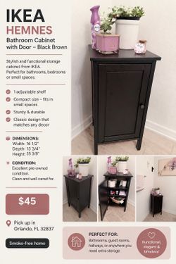 IKEAK Black Bathroom Storage Cabinet