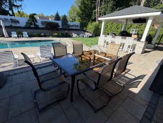 Outdoor Patio Dining Set with Glass Table